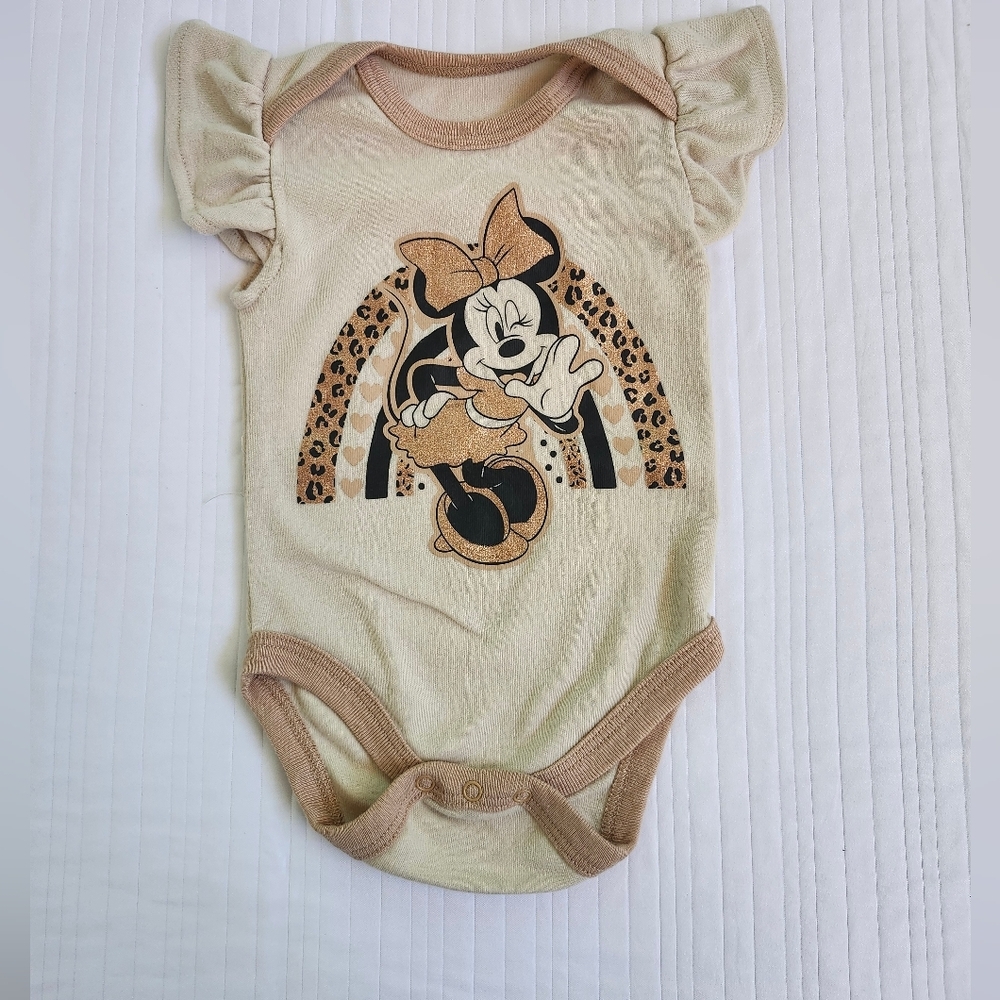 Disney Minnie Mouse Cream and Brown Baby Onesie